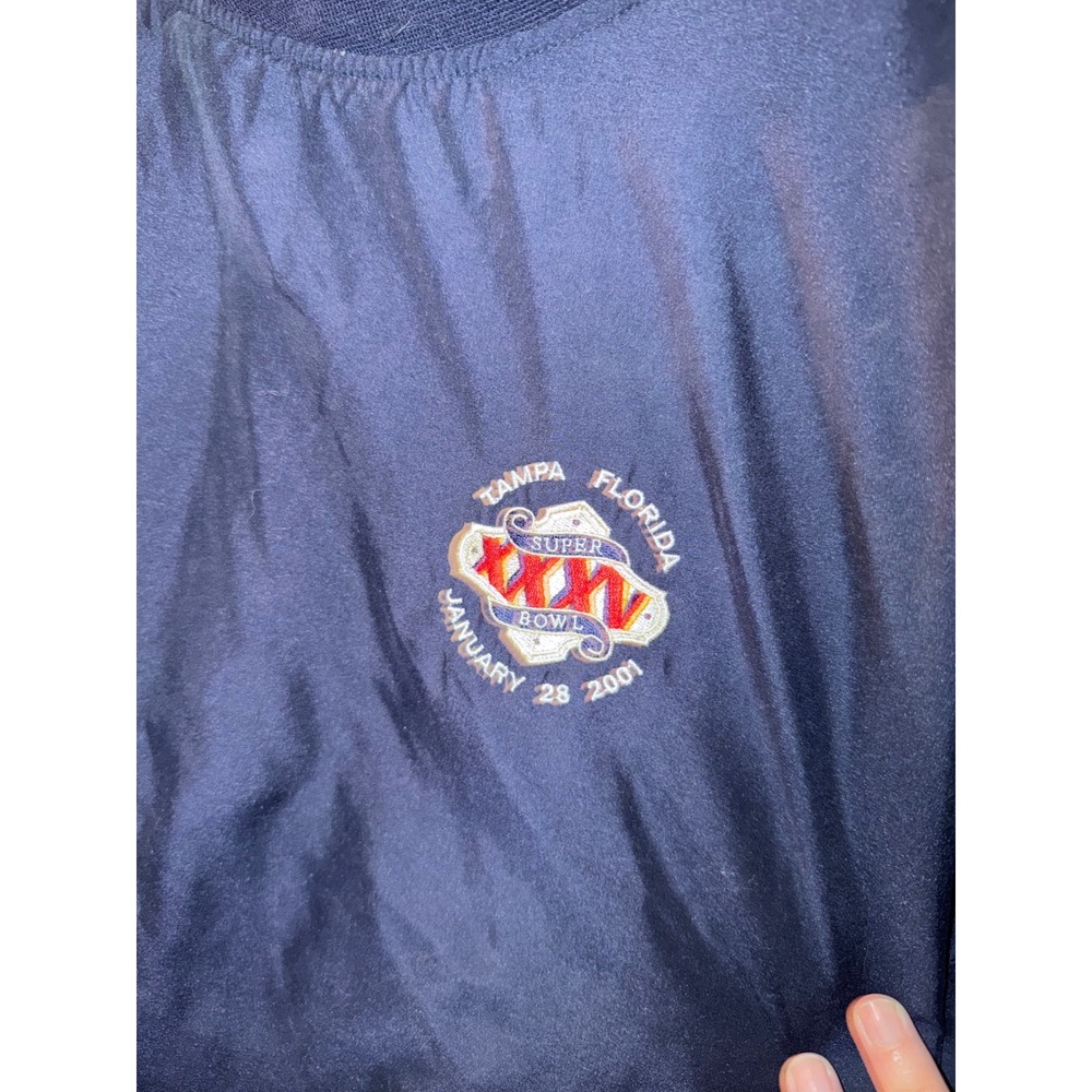 Vintage Cross Creek Super Bowl XXXV 2001 Tampa Navy Blue Windbreaker XXL - Picture 2 of 5